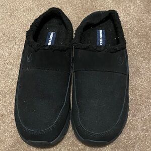 Lands' End Black Suede Slippers